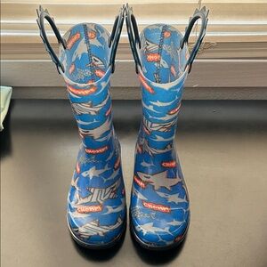 Kids Blue Shark Rain Boots
